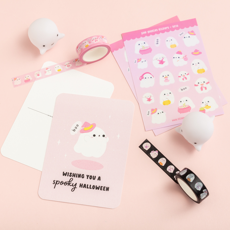 Little Lefty Lou Ghosts Pink Washi Tape (WT031) Little Lefty Lou Ghosts Pink Washi Tape (WT031)