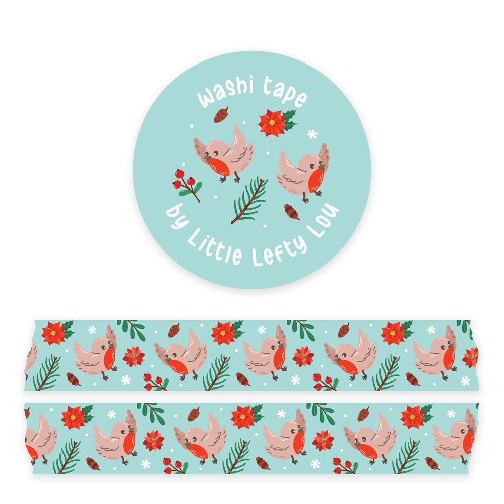 Little Lefty Lou Snowy Robins Washi Tape (WT056) Little Lefty Lou Snowy Robins Washi Tape (WT056)