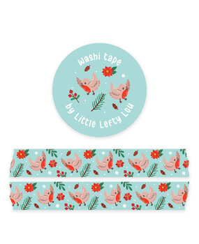 Little Lefty Lou Snowy Robins Washi Tape (WT056) Little Lefty Lou Snowy Robins Washi Tape (WT056)