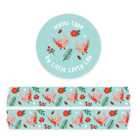 Little Lefty Lou Snowy Robins Washi Tape (WT056) Little Lefty Lou Snowy Robins Washi Tape (WT056)