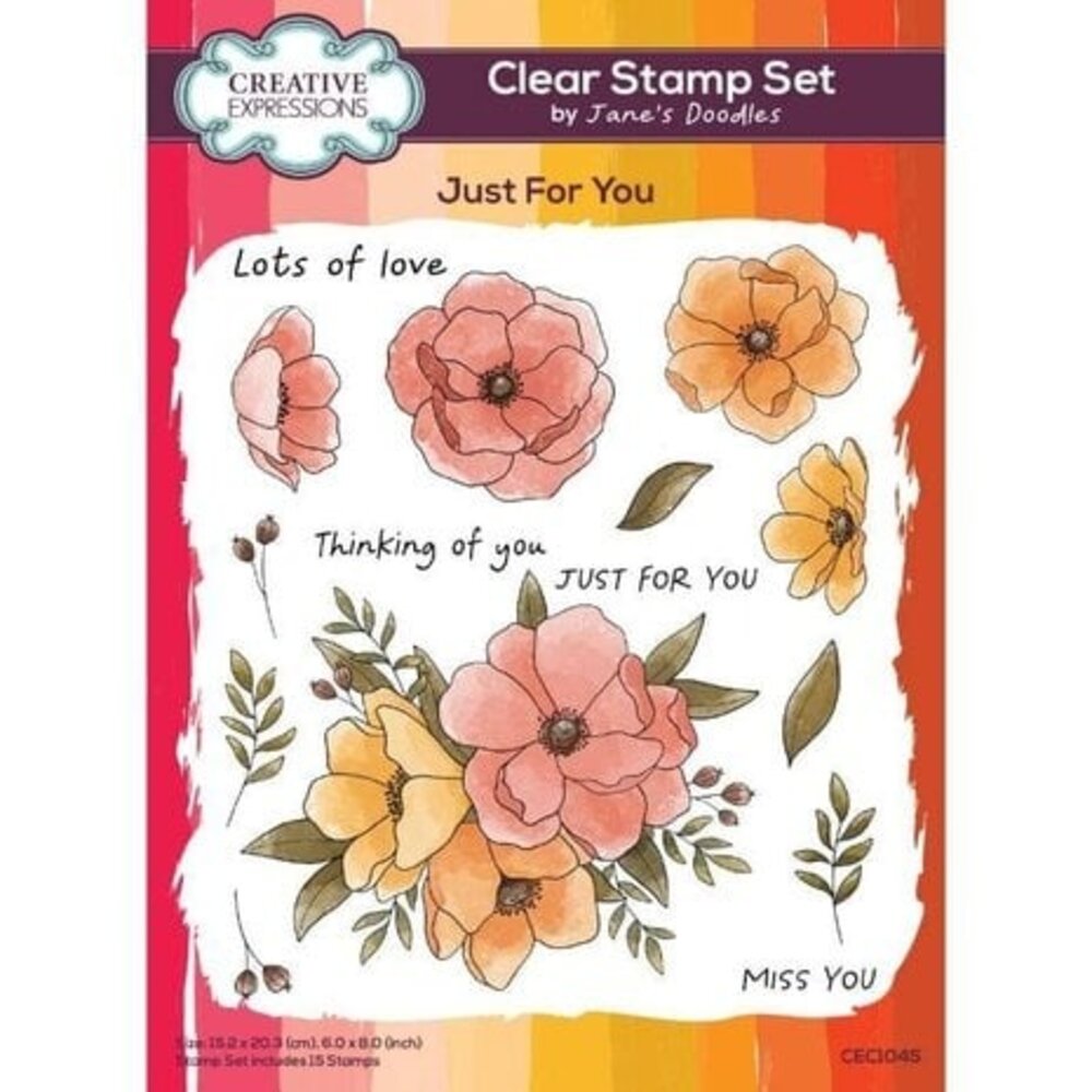 Creative Expressions Jane's Doodles Clear Stamp Set Just For You (CEC1045) Creative Expressions Jane's Doodles Clear Stamp Set Just For You (CEC1045)