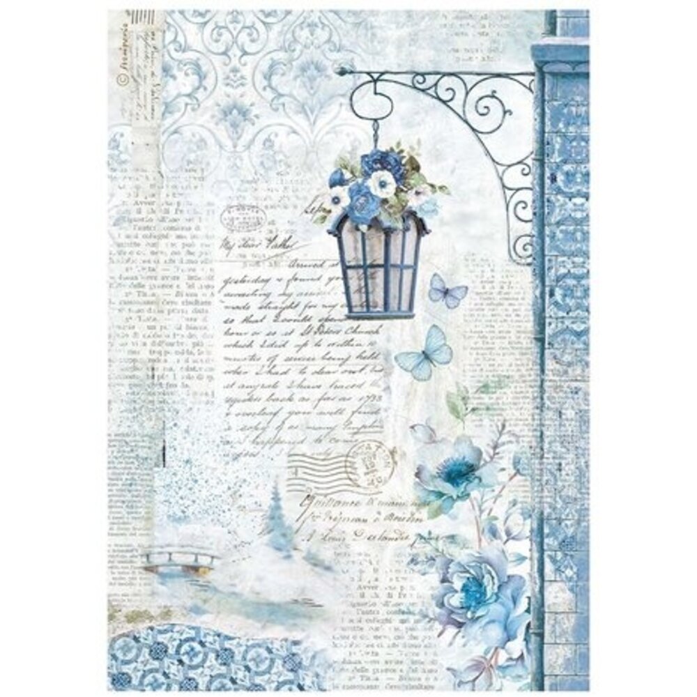 Stamperia Blue Land Lamp Rice Paper A4 (DFSA4785) Stamperia Blue Land Lamp Rice Paper A4 (DFSA4785)