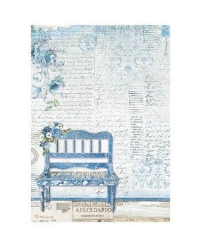 Stamperia Blue Land Bench Rice Paper A4 (DFSA4787)*