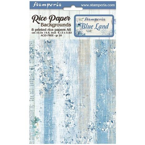 Stamperia Blue Land Rice Paper Backgrounds A6 (DFSAK6007) Stamperia Blue Land Rice Paper Backgrounds A6 (DFSAK6007)