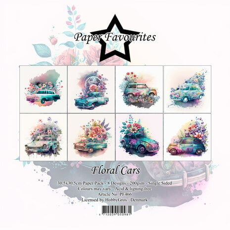 Paper Favourites Floral Cars 12x12 Inch Paper Pack (PF466)