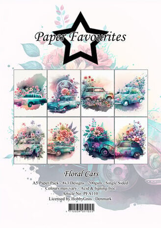Paper Favourites Floral Cars A5 Paper Pack (PFA110)