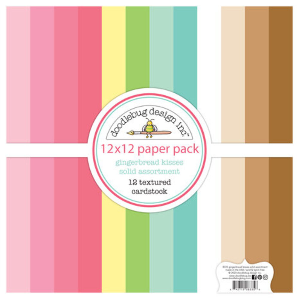 Doodlebug Design Inc. Gingerbread Kisses 12x12 Inch Textured Cardstock Solid Paper Pack (8335)