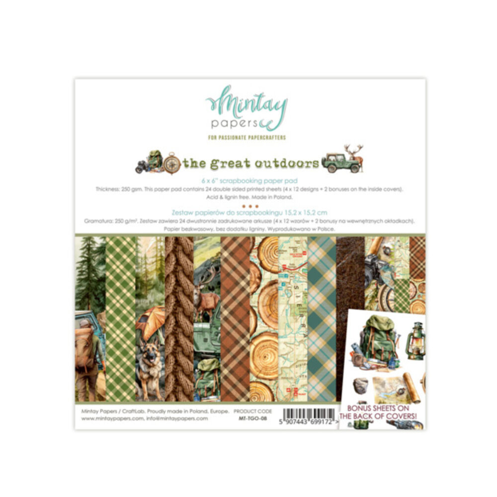 Mintay The Great Outdoors 6x6 Inch Scrapbooking Paper Pad (MT-TGO-08)