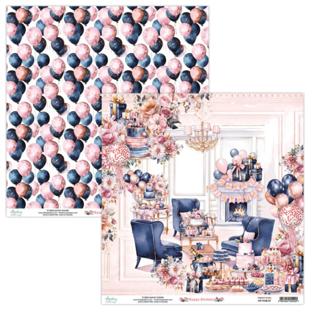 Mintay Happy Birthday 12x12 Inch Scrapbooking Paper Set (MT-HAB-07)