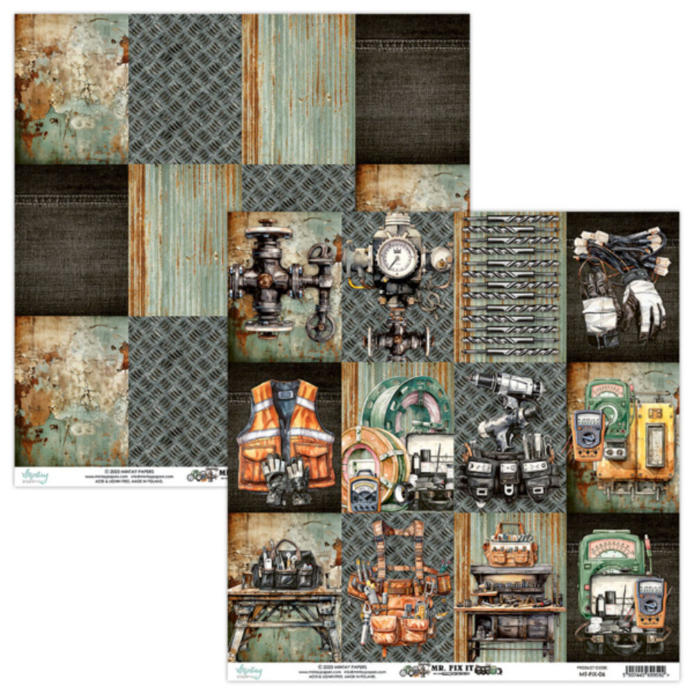 Mintay Mr. Fix It 12x12 Inch Scrapbooking Paper Set (MT-FIX-07) Mintay Mr. Fix It 12x12 Inch Scrapbooking Paper Set (MT-FIX-07)