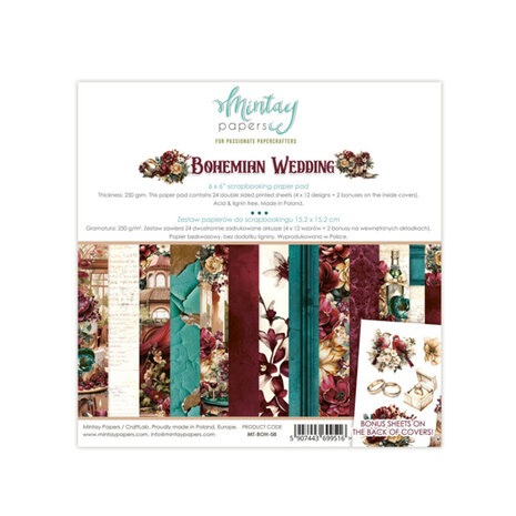 Mintay Bohemian Wedding 6x6 Inch Scrapbooking Paper Pad (MT-BOH-08) Mintay Bohemian Wedding 6x6 Inch Scrapbooking Paper Pad (MT-BOH-08)