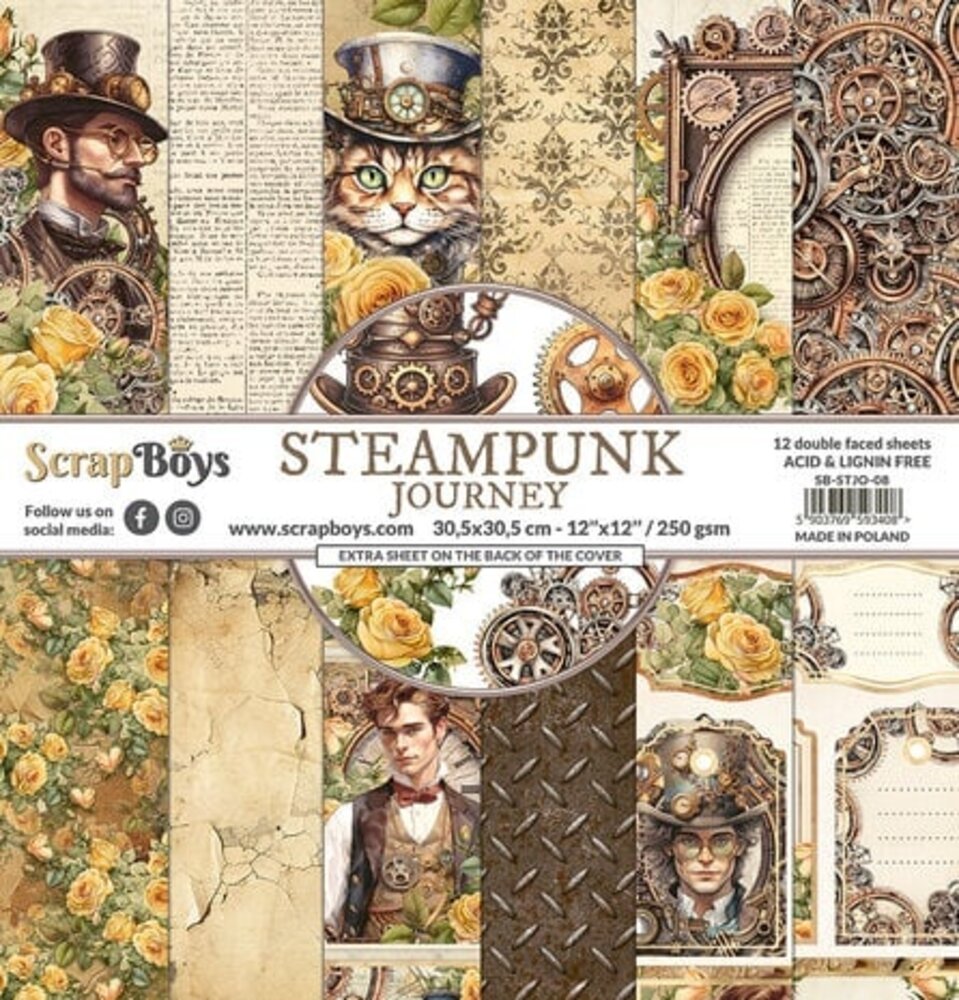 ScrapBoys Steampunk Journey 12x12 Inch Paper Pack (SB-STJO-08) ScrapBoys Steampunk Journey 12x12 Inch Paper Pack (SB-STJO-08)