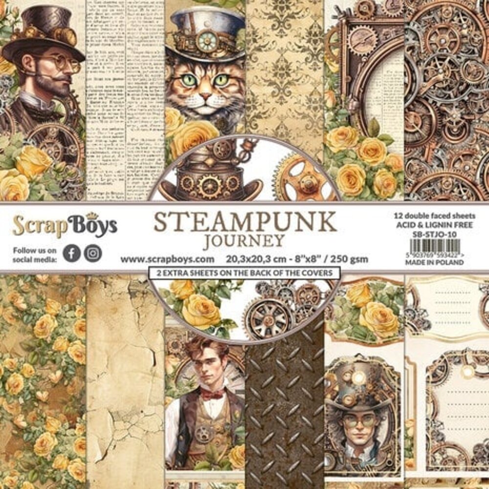ScrapBoys Steampunk Journey 8x8 Inch Paper Pad (SB-STJO-10) ScrapBoys Steampunk Journey 8x8 Inch Paper Pad (SB-STJO-10)