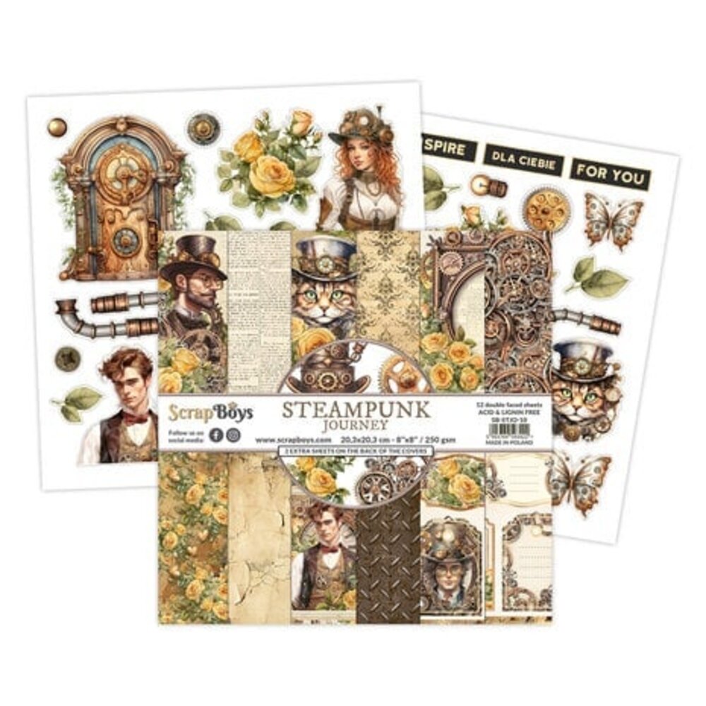 ScrapBoys Steampunk Journey 8x8 Inch Paper Pad (SB-STJO-10) ScrapBoys Steampunk Journey 8x8 Inch Paper Pad (SB-STJO-10)