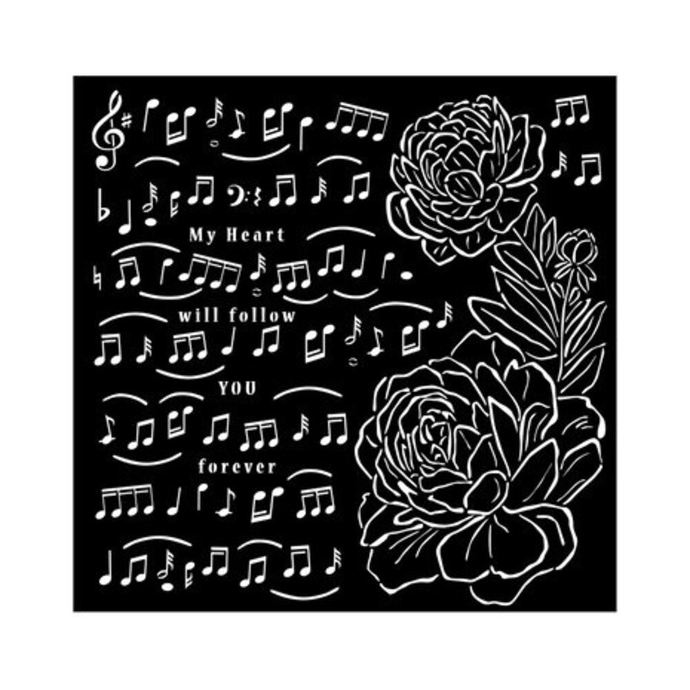 Stamperia Precious Thick Stencil 18x18cm Music and Peony (KSTDQ95)