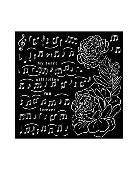 Stamperia Precious Thick Stencil 18x18cm Music and Peony (KSTDQ95)