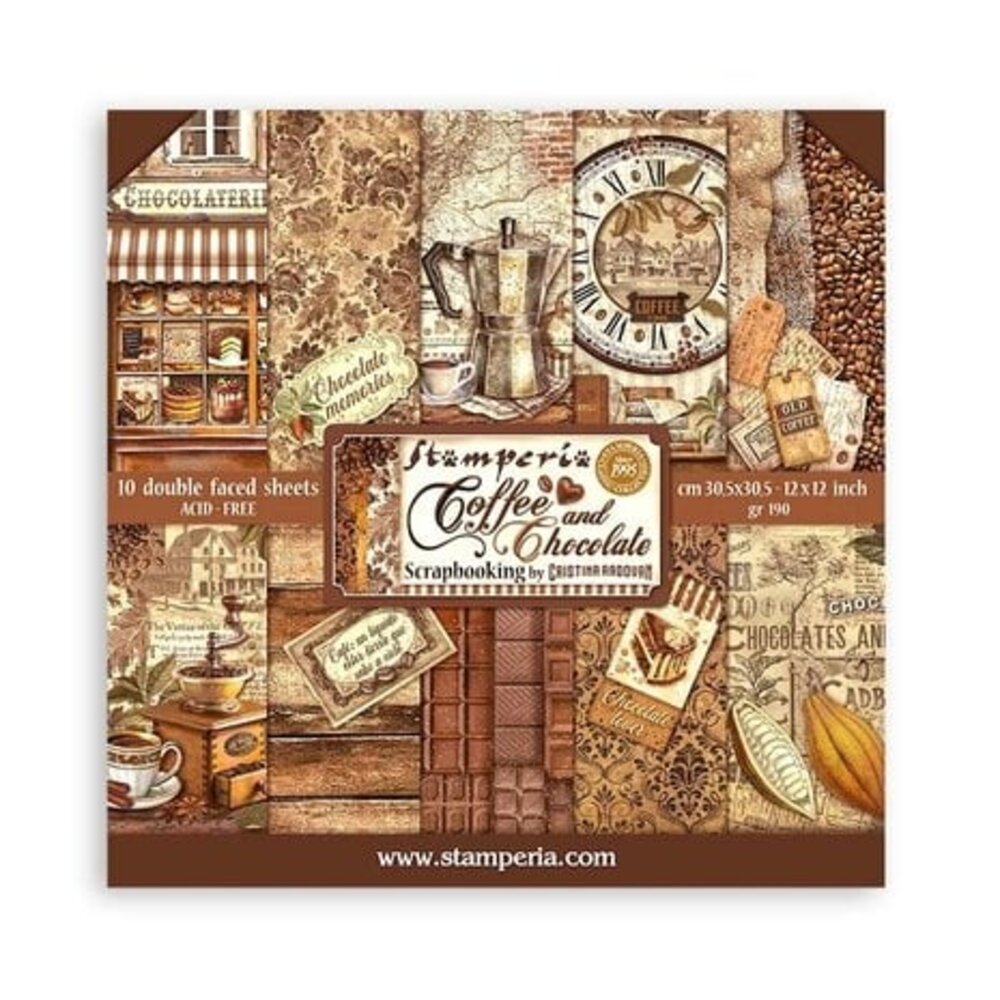 Stamperia Coffee and Chocolate 12x12 Inch Paper Pack (SBBL144) Stamperia Coffee and Chocolate 12x12 Inch Paper Pack (SBBL144)
