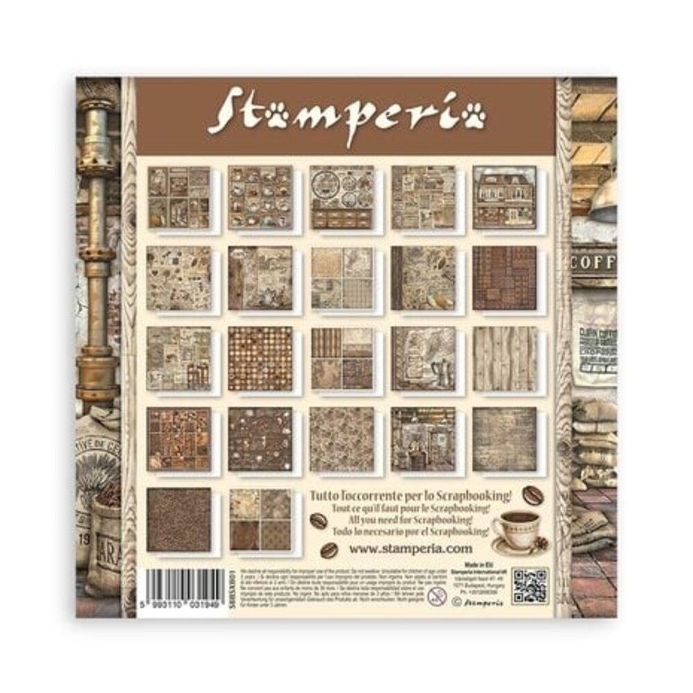 Stamperia Coffee and Chocolate 8x8 Inch Single Face Paper Pack (SBBSXB01)