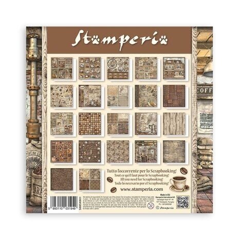 Stamperia Coffee and Chocolate 8x8 Inch Single Face Paper Pack (SBBSXB01)