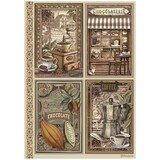 Stamperia Coffee and Chocolate 4 Cards Rice Paper A4 (DFSA4821)