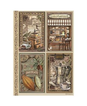 Stamperia Coffee and Chocolate 4 Cards Rice Paper A4 (DFSA4821) Stamperia Coffee and Chocolate 4 Cards Rice Paper A4 (DFSA4821)
