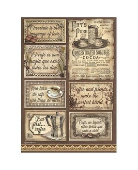 Stamperia Coffee and Chocolate Labels Rice Paper A4 (DFSA4826)