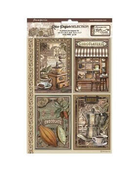 Stamperia Coffee and Chocolate Rice Paper Selection A4 (DFSA4XCC)