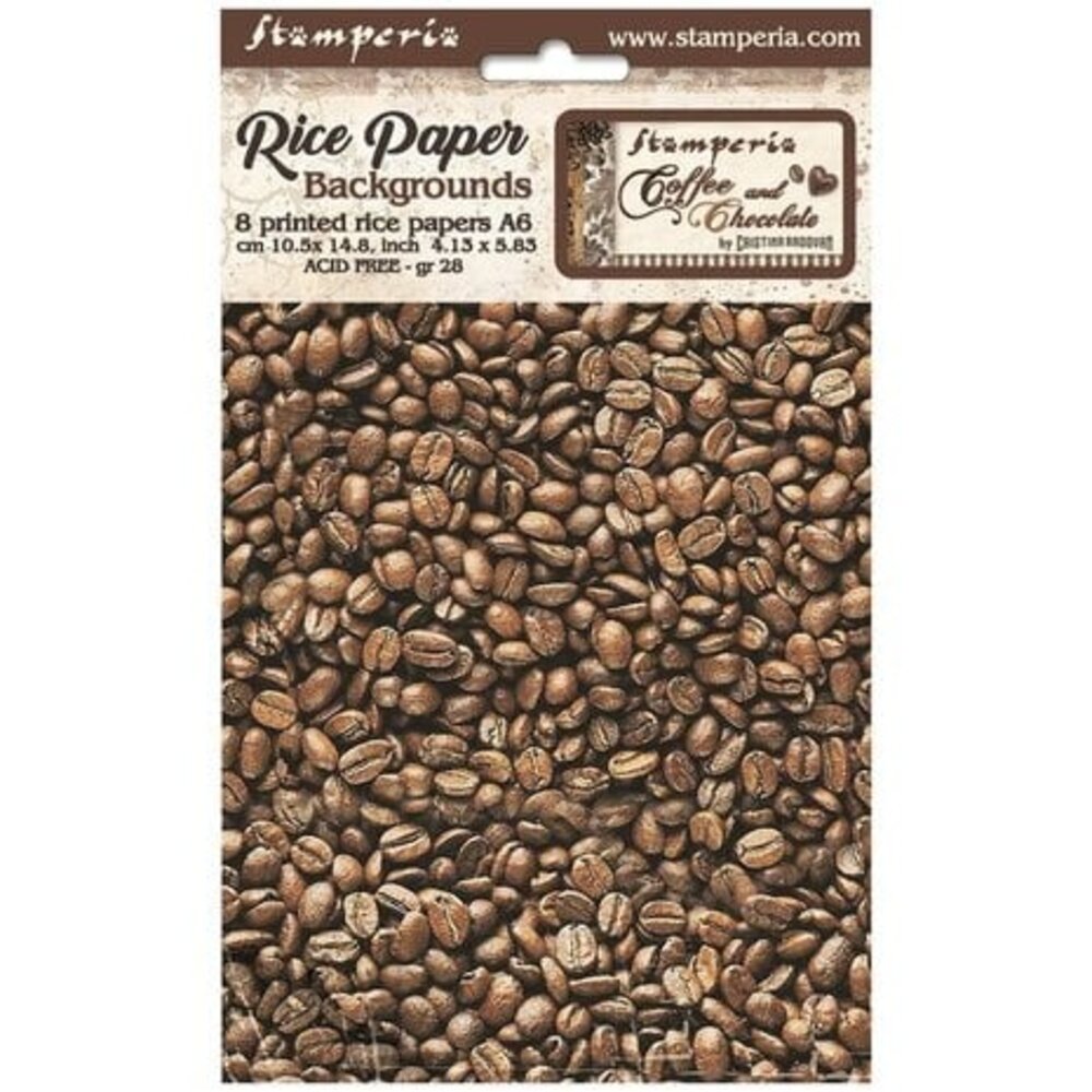 Stamperia Coffee and Chocolate Rice Paper Backgrounds A6 (DFSAK6012) Stamperia Coffee and Chocolate Rice Paper Backgrounds A6 (DFSAK6012)