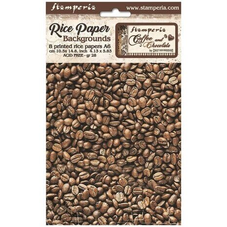 Stamperia Coffee and Chocolate Rice Paper Backgrounds A6 (DFSAK6012) Stamperia Coffee and Chocolate Rice Paper Backgrounds A6 (DFSAK6012)