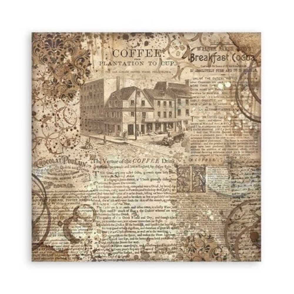 Stamperia Coffee and Chocolate 12x12 Inch Fabric Sheets (SBPLT19) Stamperia Coffee and Chocolate 12x12 Inch Fabric Sheets (SBPLT19)