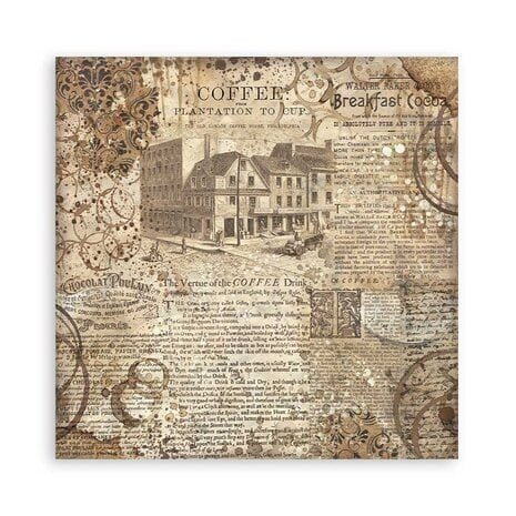 Stamperia Coffee and Chocolate 12x12 Inch Fabric Sheets (SBPLT19) Stamperia Coffee and Chocolate 12x12 Inch Fabric Sheets (SBPLT19)