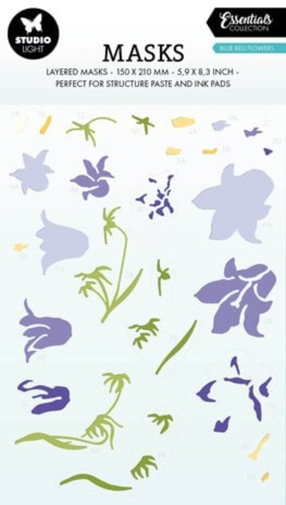 Studio Light Essentials Blue Bell Flowers A5 Masking Stencil (SL-ES-MASK247)