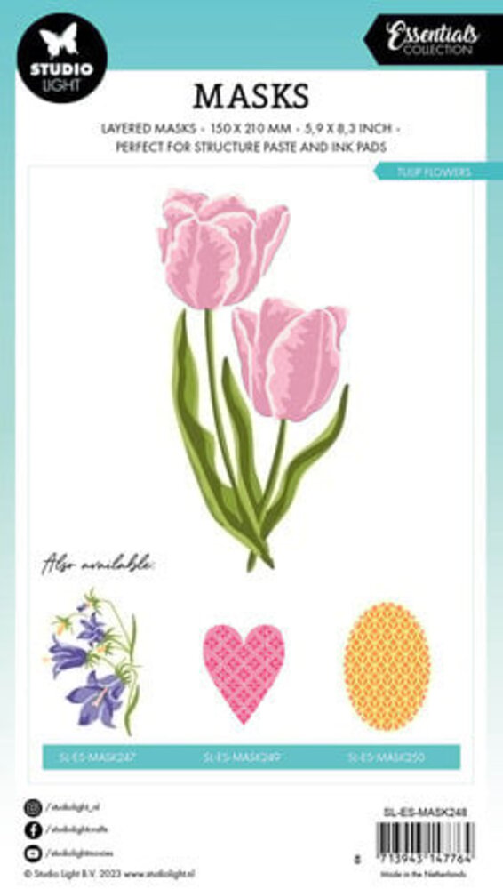 Studio Light Essentials Tulip Flowers A5 Masking Stencil (SL-ES-MASK248) Studio Light Essentials Tulip Flowers A5 Masking Stencil (SL-ES-MASK248)