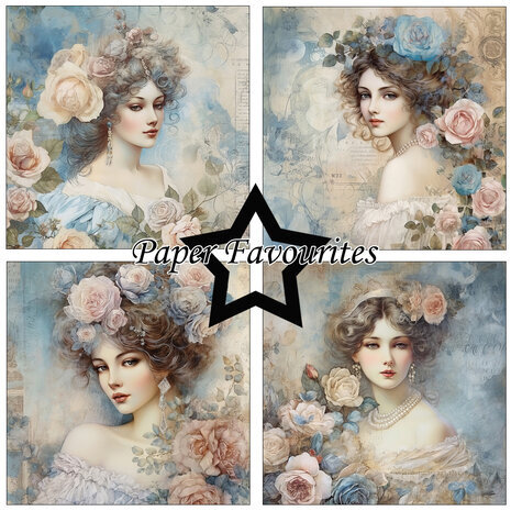 Paper Favourites Vintage Ladies Blue 12x12 Inch Paper Pack (PF469) Paper Favourites Vintage Ladies Blue 12x12 Inch Paper Pack (PF469)