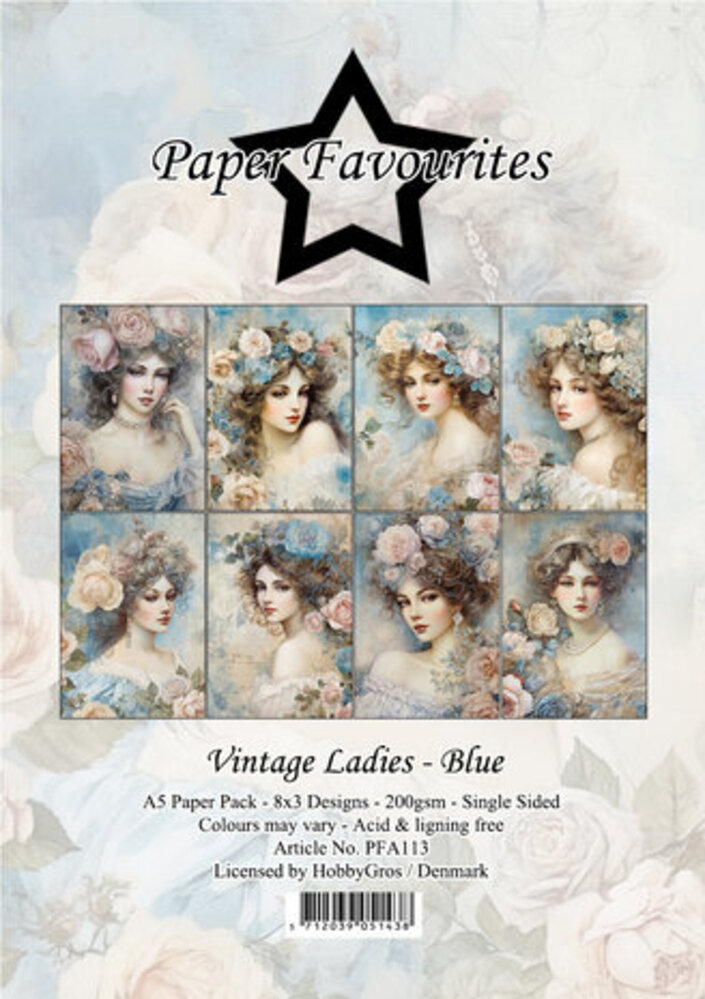 Paper Favourites Vintage Ladies Blue A5 Paper Pack (PFA113)