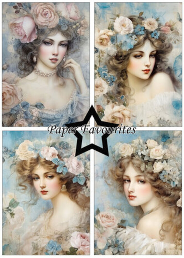 Paper Favourites Vintage Ladies Blue A5 Paper Pack (PFA113)