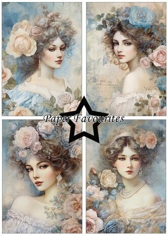 Paper Favourites Vintage Ladies Blue A5 Paper Pack (PFA113)