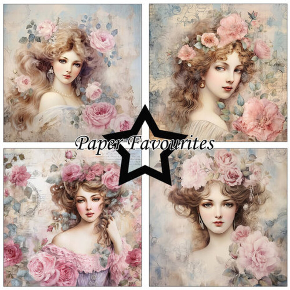 Paper Favourites Vintage Ladies Rose 12x12 Inch Paper Pack (PF470)
