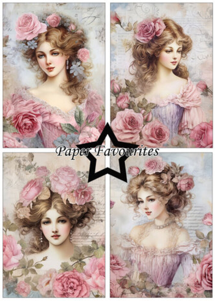 Paper Favourites Vintage Ladies Rose A5 Paper Pack (PFA114)