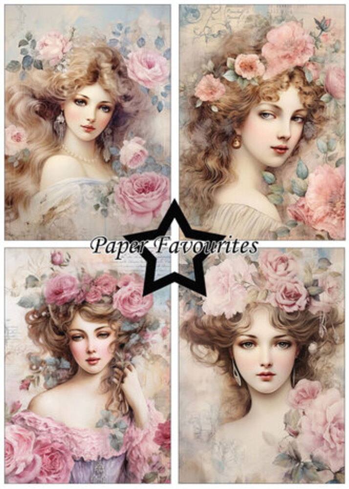 Paper Favourites Vintage Ladies Rose A5 Paper Pack (PFA114)