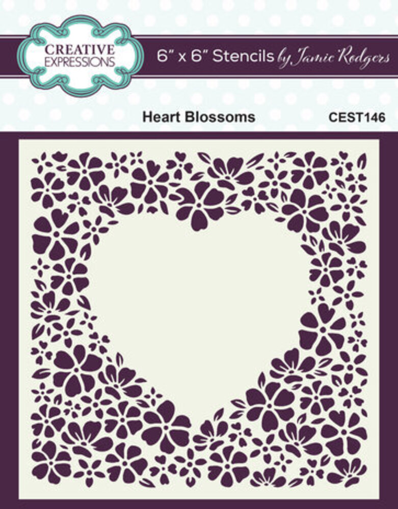 Creative Expressions Heart Blossoms 6x6 Inch Stencil (CEST146) Creative Expressions Heart Blossoms 6x6 Inch Stencil (CEST146)