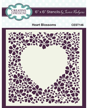 Creative Expressions Heart Blossoms 6x6 Inch Stencil (CEST146) Creative Expressions Heart Blossoms 6x6 Inch Stencil (CEST146)