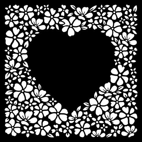 Creative Expressions Heart Blossoms 6x6 Inch Stencil (CEST146) Creative Expressions Heart Blossoms 6x6 Inch Stencil (CEST146)