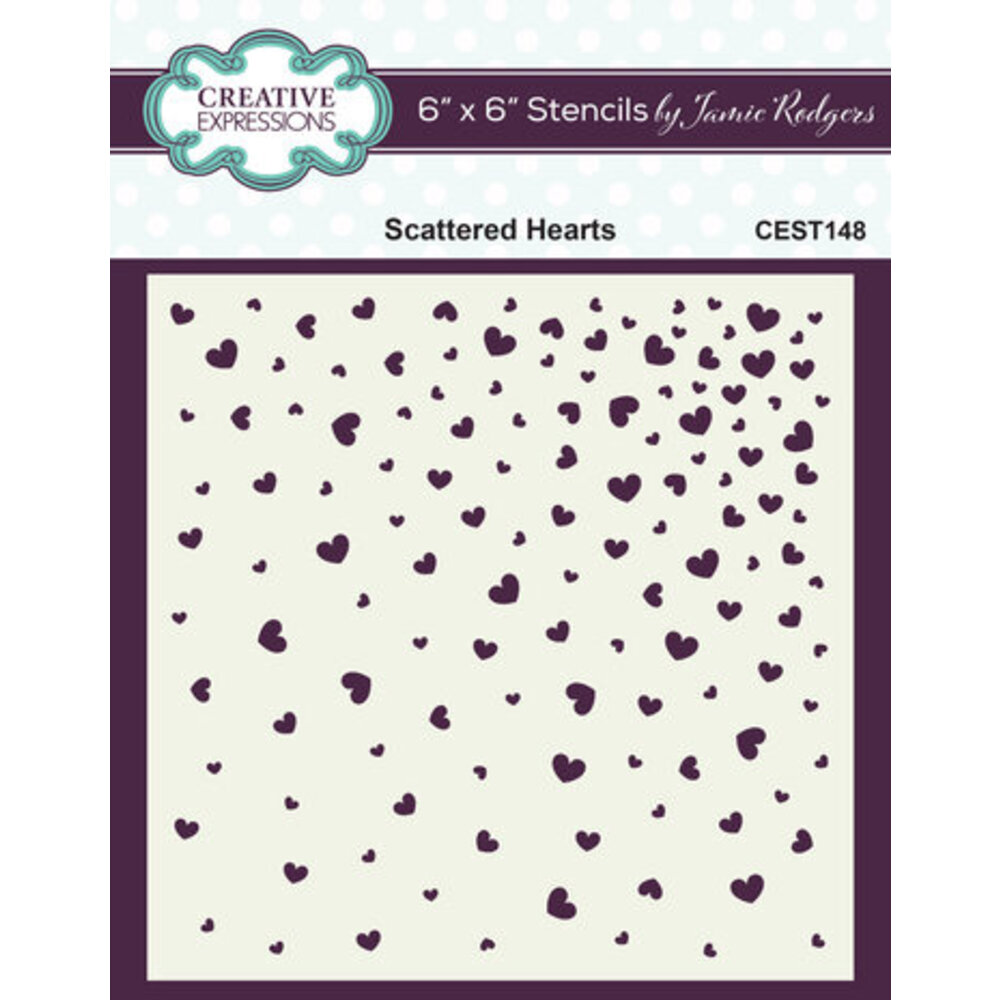 Creative Expressions Scattered Hearts 6x6 Inch Stencil (CEST148 ...