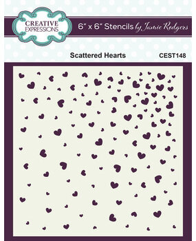 Creative Expressions Scattered Hearts 6x6 Inch Stencil (CEST148)