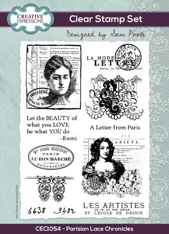 Creative Expressions Sam Poole Clear Stamp A5 Parisian Lace Chronicles (CEC1054)