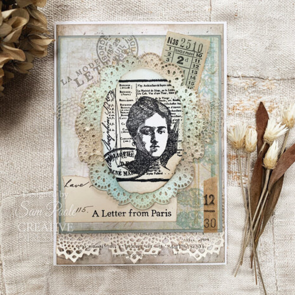 Creative Expressions Sam Poole Clear Stamp A5 Parisian Lace Chronicles (CEC1054)