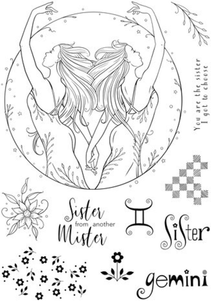 Pink Ink Designs Astrology Series Gemini Sisters A5 Clear Stamps (PI245) Pink Ink Designs Astrology Series Gemini Sisters A5 Clear Stamps (PI245)