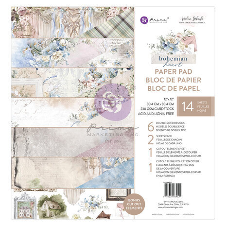 Prima Marketing Inc Bohemian Heart 12x12 Inch Paper Pad (664121) Prima Marketing Inc Bohemian Heart 12x12 Inch Paper Pad (664121)