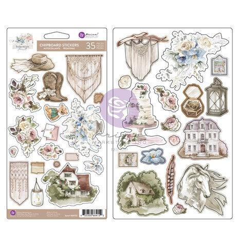 Prima Marketing Inc Bohemian Heart Chipboard Stickers (664152) Prima Marketing Inc Bohemian Heart Chipboard Stickers (664152)